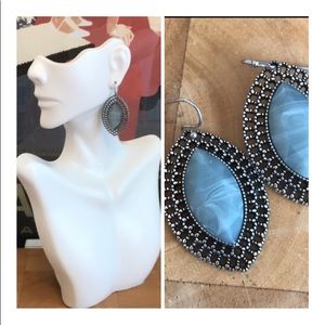 Silver Tone Blue Earrings